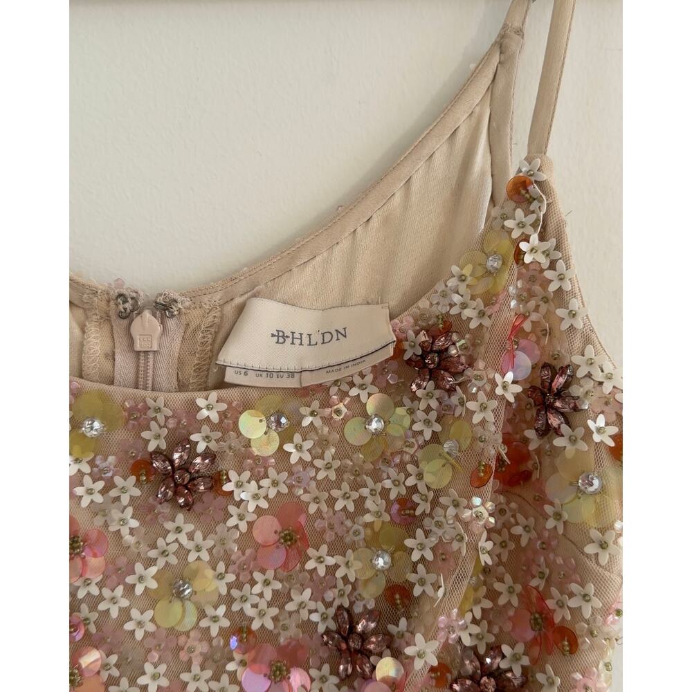 bhldn beaded embroidered floral maxi dress | us size 6